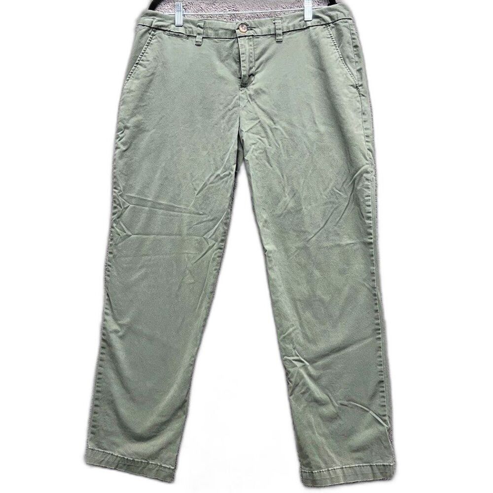 Women's Olive green chino Pants XL (38x29) Flat Front High-rise Straight